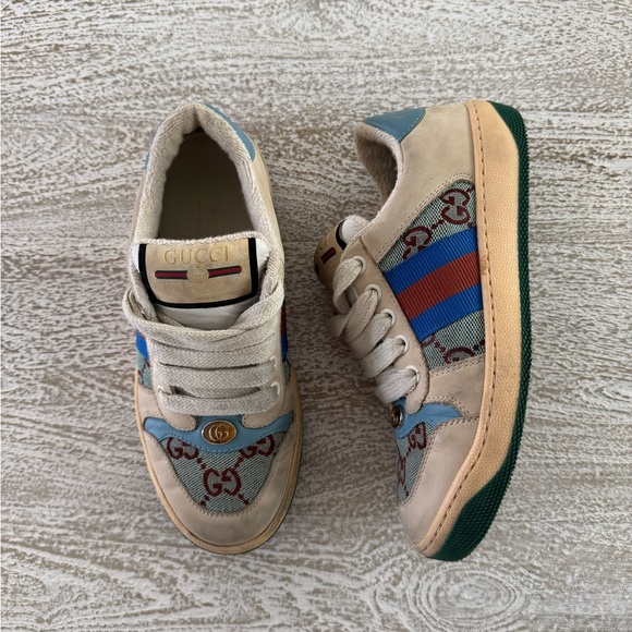 Gucci Kids Beige and Blue Sneakers